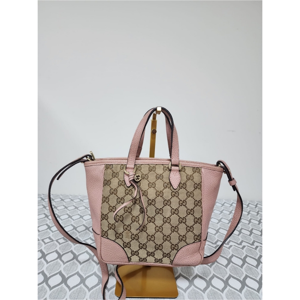 Gucci Small GG Canvas Bree satchel Bag Beige/Pink - Picture 7 of 14